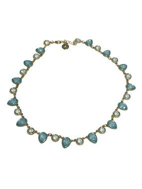 MacRae & Co Gold Necklace With Blue  Teardrop Gems New